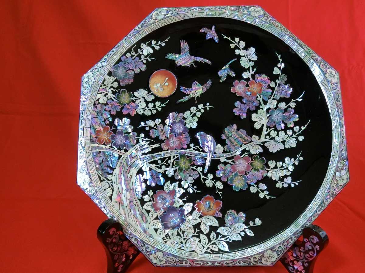 【ART】螺鈿八角梅に鶯飾り皿