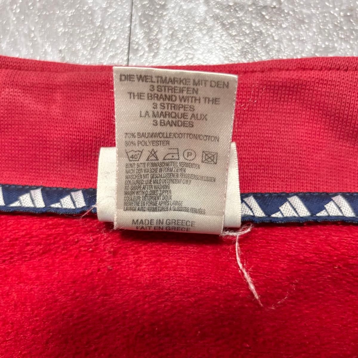 古着 90s adidas ハーフジップ スウェット トレーナー レッド 短 古着 90s adidas ハーフジップ スウェット トレーナー レッド 短