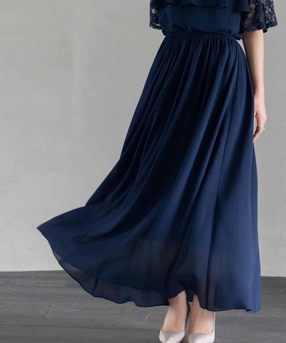 DRESS+(ドレスプラス)胸元フリルのレースドレス・結婚式 DRESS+(ドレスプラス)胸元フリルのレースドレス・結婚式