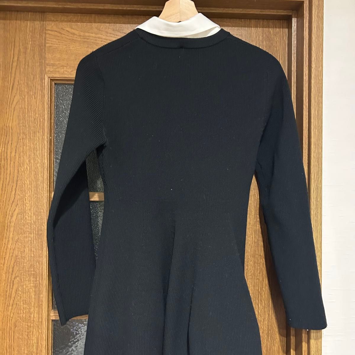 CELFORD 襟付きニットワンピース ブラック ロゴ 刺繍 2way A CELFORD 襟付きニットワンピース ブラック ロゴ 刺繍 2way A