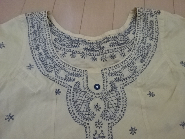 イッセイミヤケ HaaT ハート セットアップ ISSEY MIYAKE プリーツ カットソー ボトムス スカート インド製 インド刺繍 綿１００％　_画像4