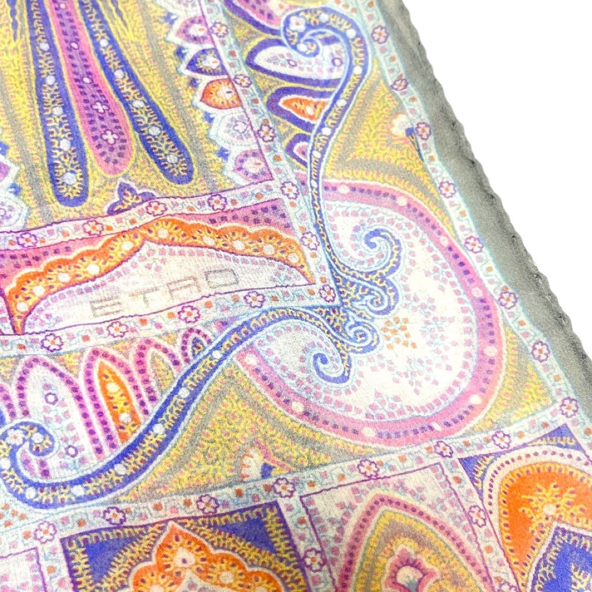 極美品】ETRO ペイズリー柄ストール シフォン シルク100 極美品】ETRO ペイズリー柄ストール シフォン シルク100