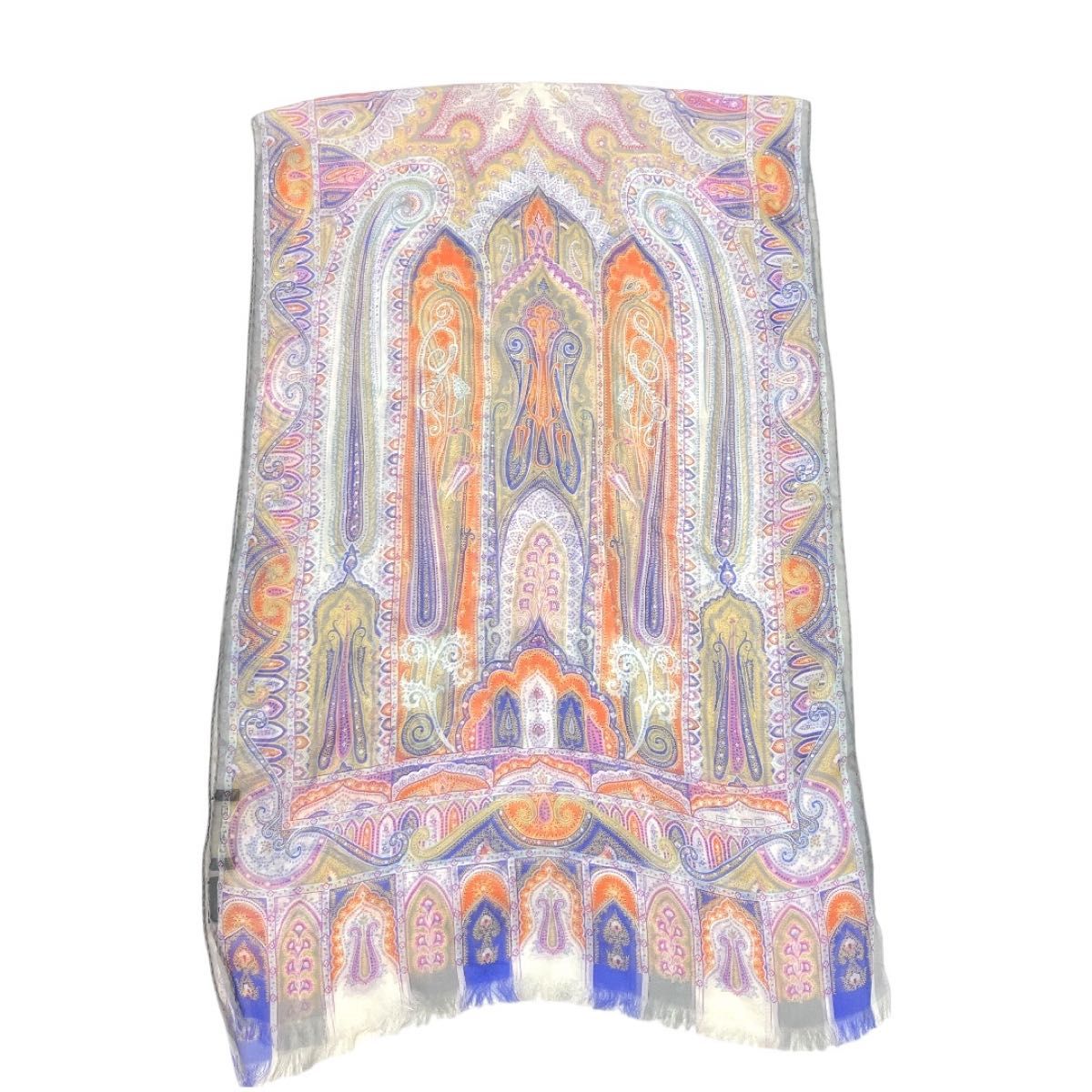 極美品】ETRO ペイズリー柄ストール シフォン シルク100 極美品】ETRO ペイズリー柄ストール シフォン シルク100