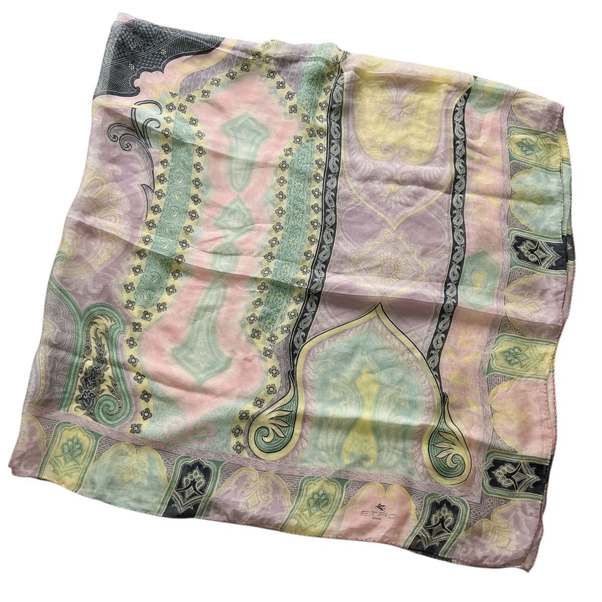 超大判】ETRO スカーフ ショール ペイズリー柄 シフォン 透け感 超大判】ETRO スカーフ ショール ペイズリー柄 シフォン 透け感