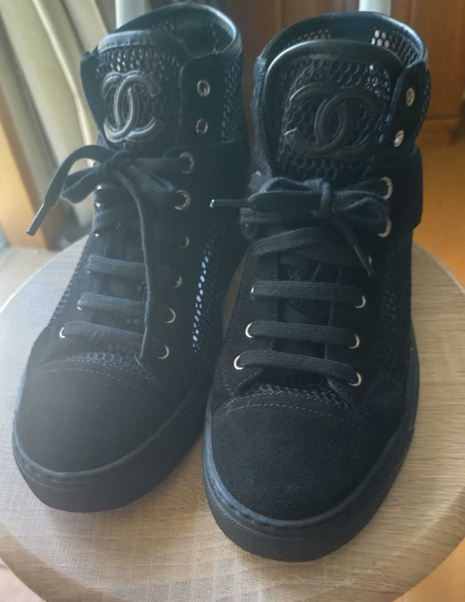 CHANEL メッシュハイカットスニーカー ブラック|Yahoo!フリマ CHANEL メッシュハイカットスニーカー ブラック|Yahoo!フリマ