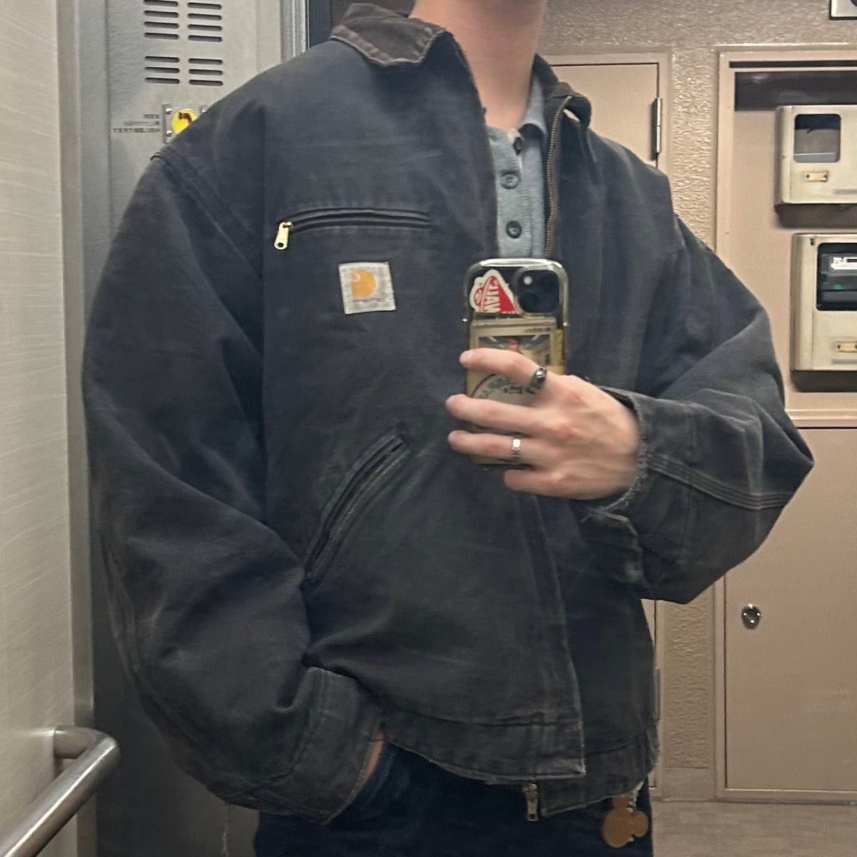 70s~80s】USA製 Carhartt デトロイトジャケットブラック 70s~80s】USA製 Carhartt デトロイトジャケットブラック