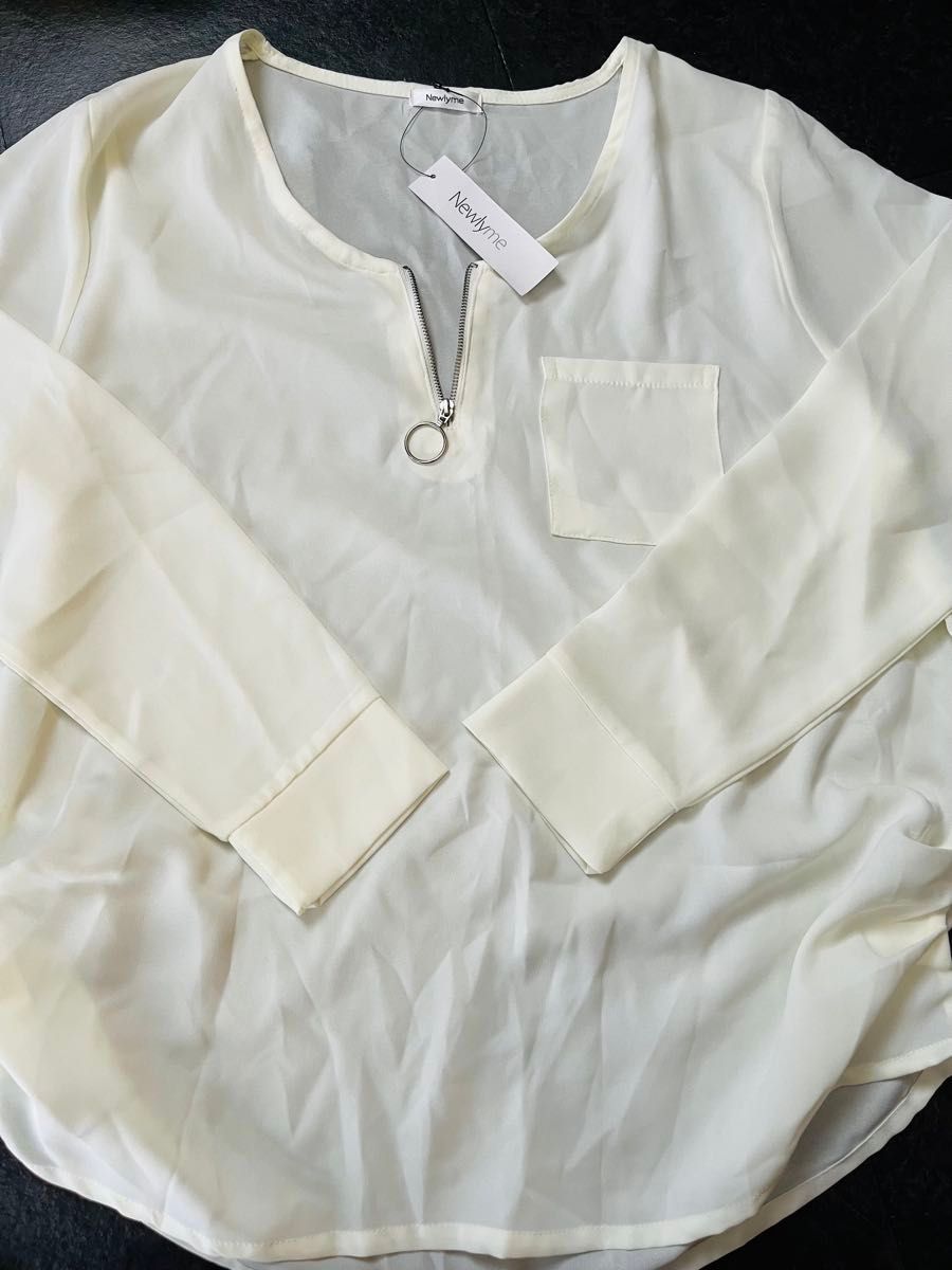 新品タグ付き】Newlyme胸元ジッパーシフォンシャツ|Yahoo 新品タグ付き】Newlyme胸元ジッパーシフォンシャツ|Yahoo