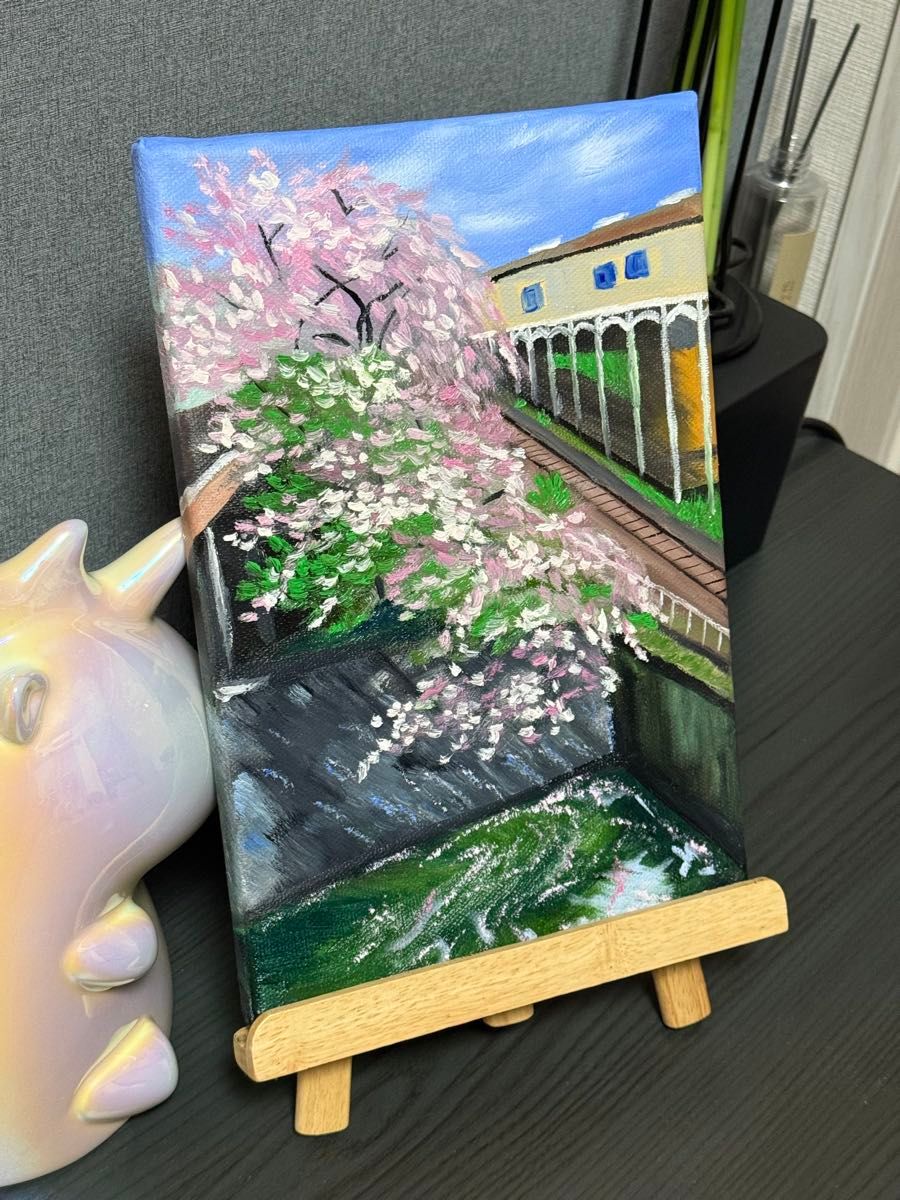 駅前の桜」 手描き 油絵 風景画 原画 油彩画|Yahoo!フリマ(旧 駅前の桜」 手描き 油絵 風景画 原画 油彩画|Yahoo!フリマ(旧