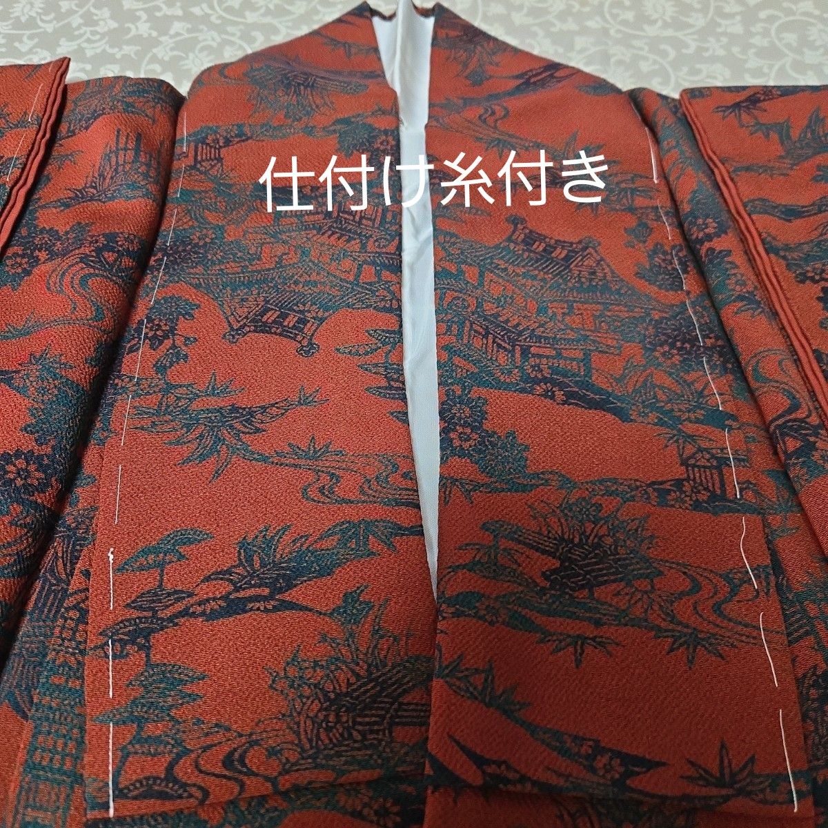 未使用】正絹 袷小紋 赤城右堂製 本草木染鬼しぼ縮緬 証書付き 未使用】正絹 袷小紋 赤城右堂製 本草木染鬼しぼ縮緬 証書付き