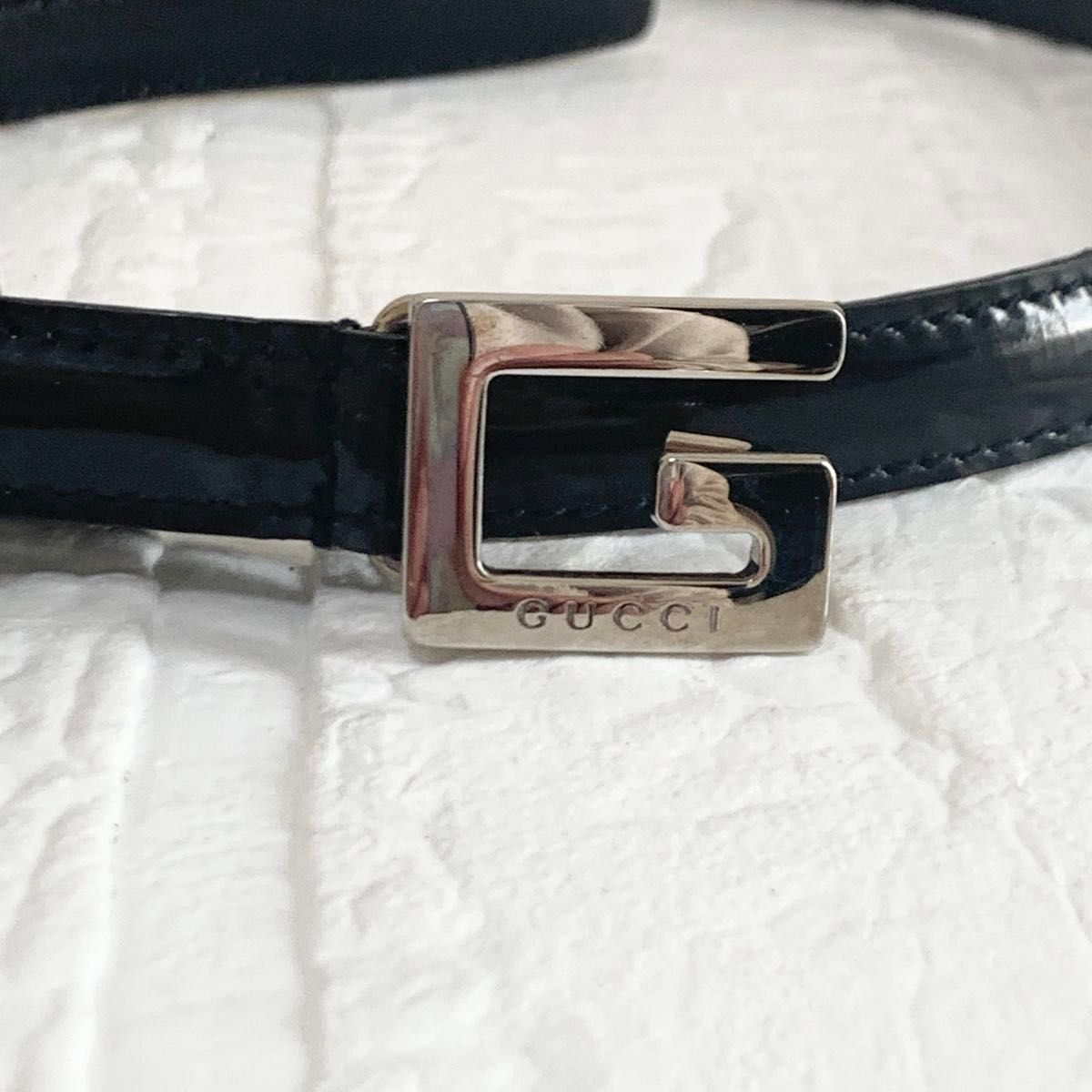 GUCCI グッチ ベルト Gバックル ブラック シルバー レディース GUCCI グッチ ベルト Gバックル ブラック シルバー レディース