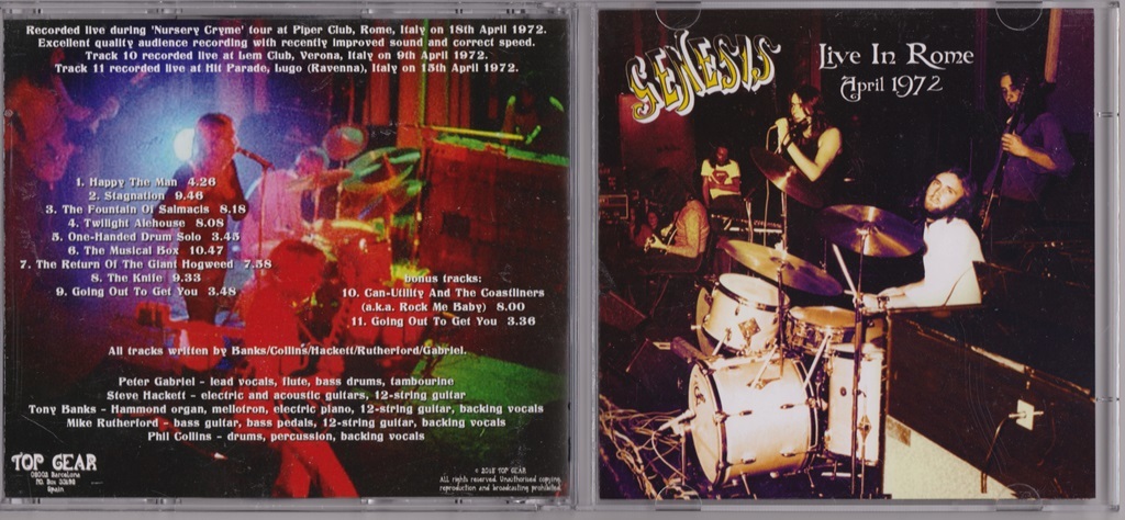 Genesis ジェネシス - Live In Rome, April 1972 ボーナス・トラック2曲収録CD