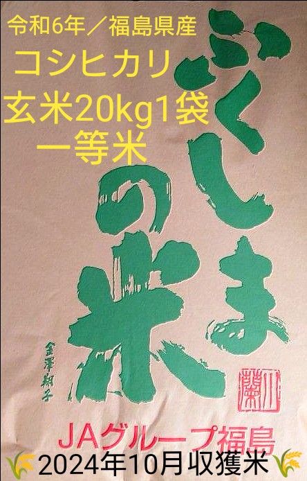 令和6年 福島県産コシヒカリ 一等米 玄米20kg 1袋|Yahoo!フリマ 令和6年 福島県産コシヒカリ 一等米 玄米20kg 1袋|Yahoo!フリマ
