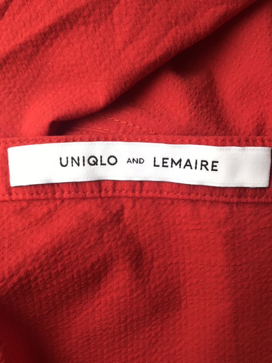 C 新品タグ付き UNIQLO AND LEMAIRE ユニクロアンドルメール スカート フレアスカート シアサッカースカート サイズ64 赤_画像3