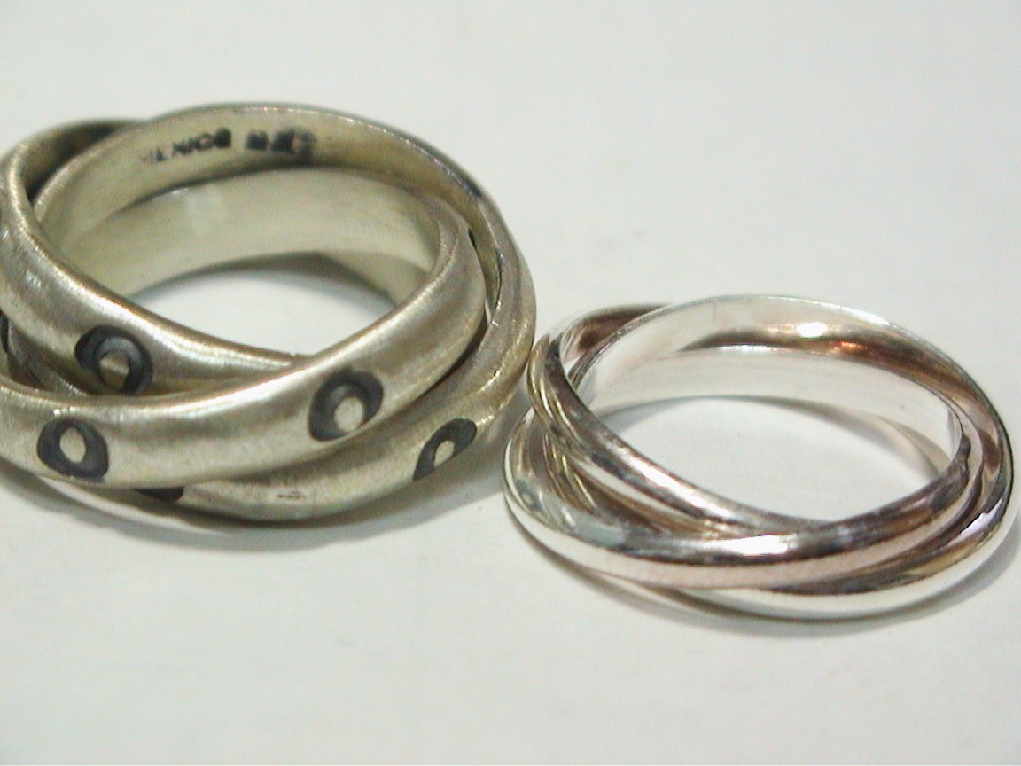 925 серебряный производства 3 полосный кольцо (sate-na отделка )15 номер новый товар стоимость доставки Y120