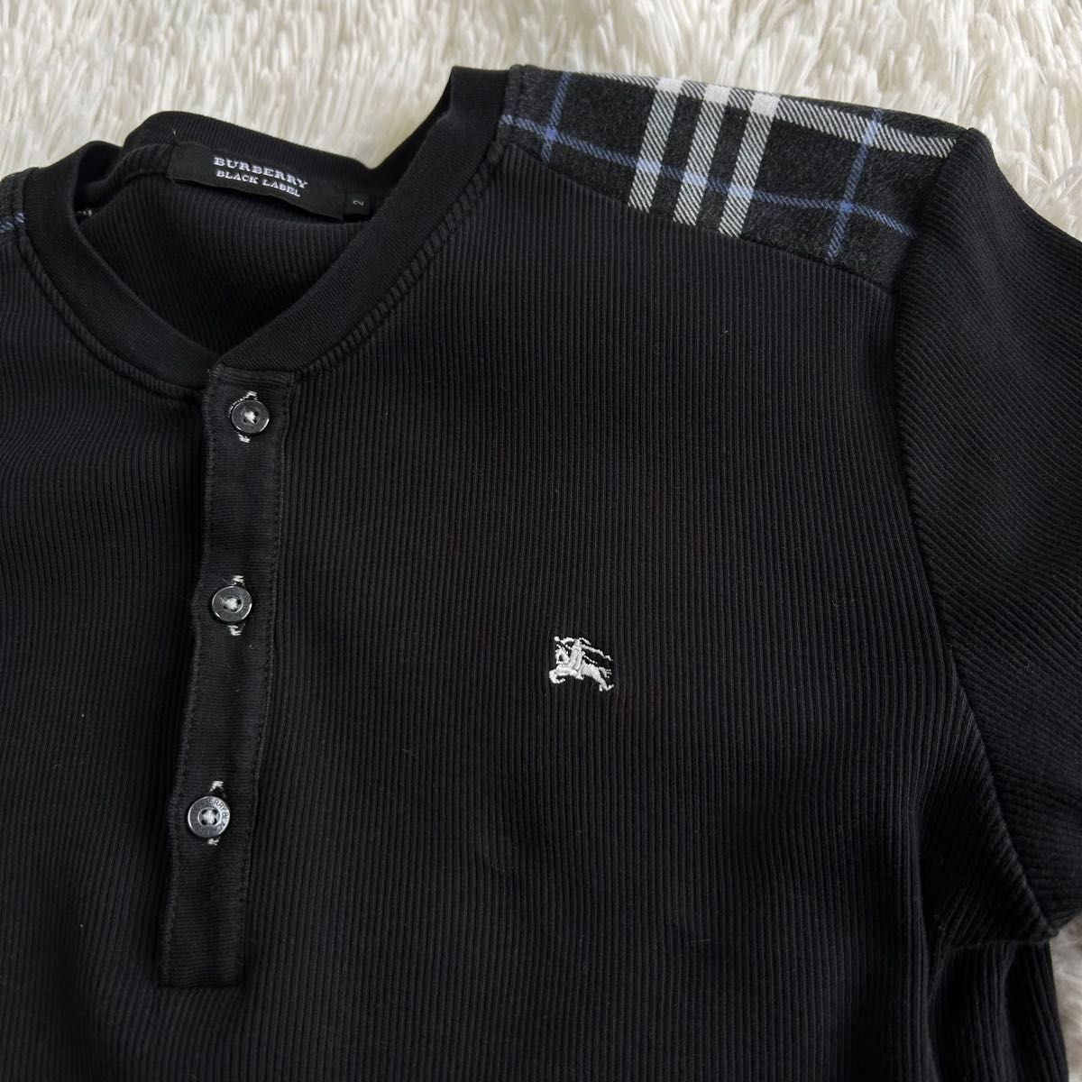 BURBERRY BLACK LABEL ヘンリーネック ニット 2 M ロゴ有 BURBERRY BLACK LABEL ヘンリーネック ニット 2 M ロゴ有