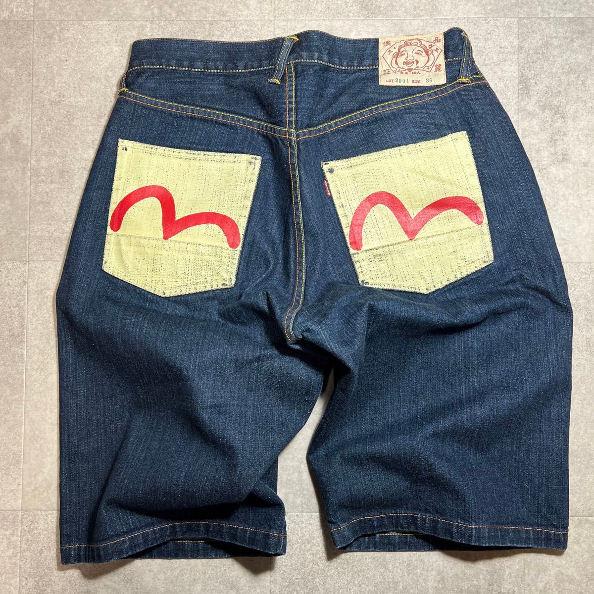 EVISU エヴィス ハーフ デニム ショーツ 2001 W36 濃紺 美品 EVISU エヴィス ハーフ デニム ショーツ 2001 W36 濃紺 美品