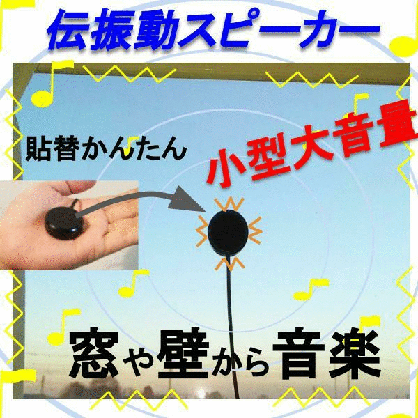 ★壁板や窓ガラス等スピーカーになる　「伝振動スピーカー」貼替簡単×小型大音量　★新開発品★4鄭11_たったのΦ３.５×H２.７cm