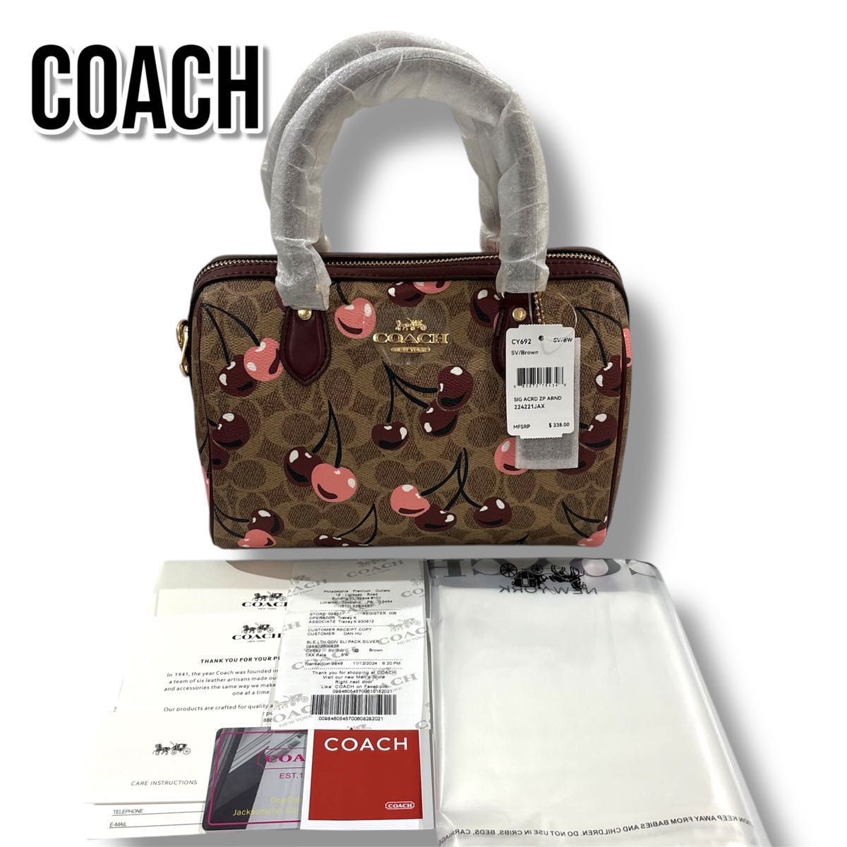 数量限定セール  新品タグ有】COACH ショルダー クロスボディ ボストン チェリー バッグ