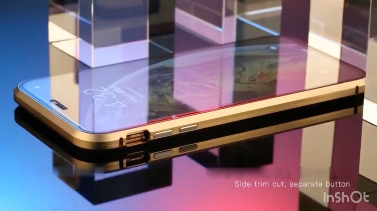 iPhone15 ゴールド 強化ガラス 全面保護 マグネット フルカバー 耐衝撃 両面ガラス トレンド 韓国 安い 人気