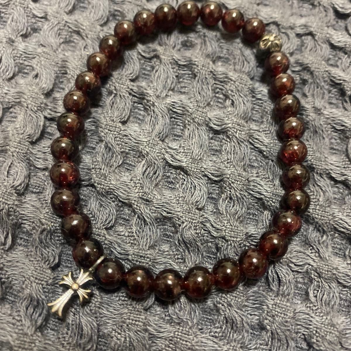 Chrome Hearts 6mm BEADS ブレスレットガーネットCHクロス Chrome Hearts 6mm BEADS ブレスレットガーネットCHクロス