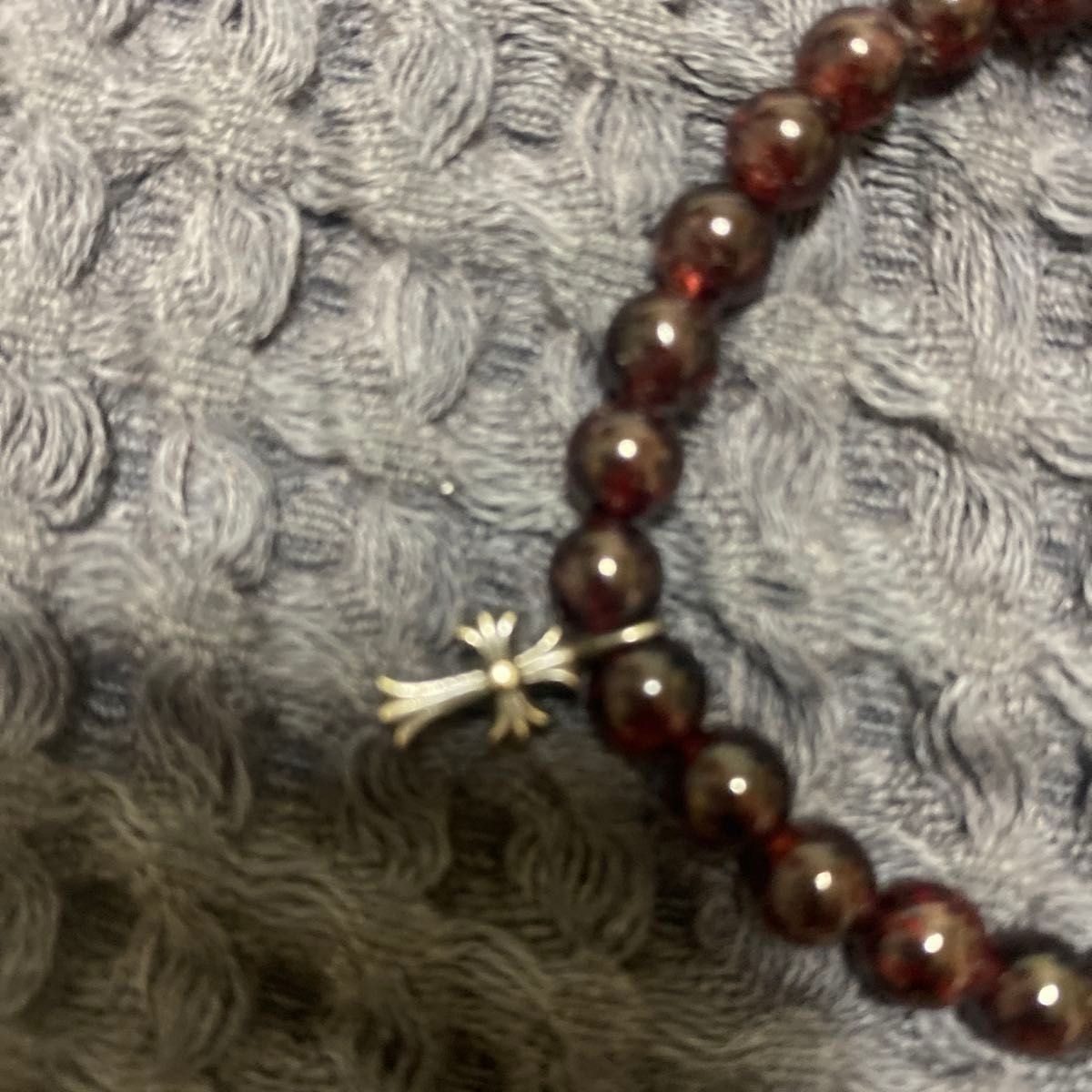Chrome Hearts 6mm BEADS ブレスレットガーネットCHクロス Chrome Hearts 6mm BEADS ブレスレットガーネットCHクロス
