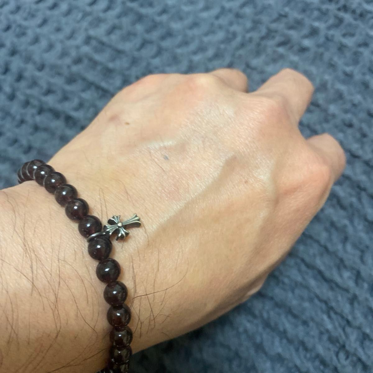 Chrome Hearts 6mm BEADS ブレスレットガーネットCHクロス Chrome Hearts 6mm BEADS ブレスレットガーネットCHクロス