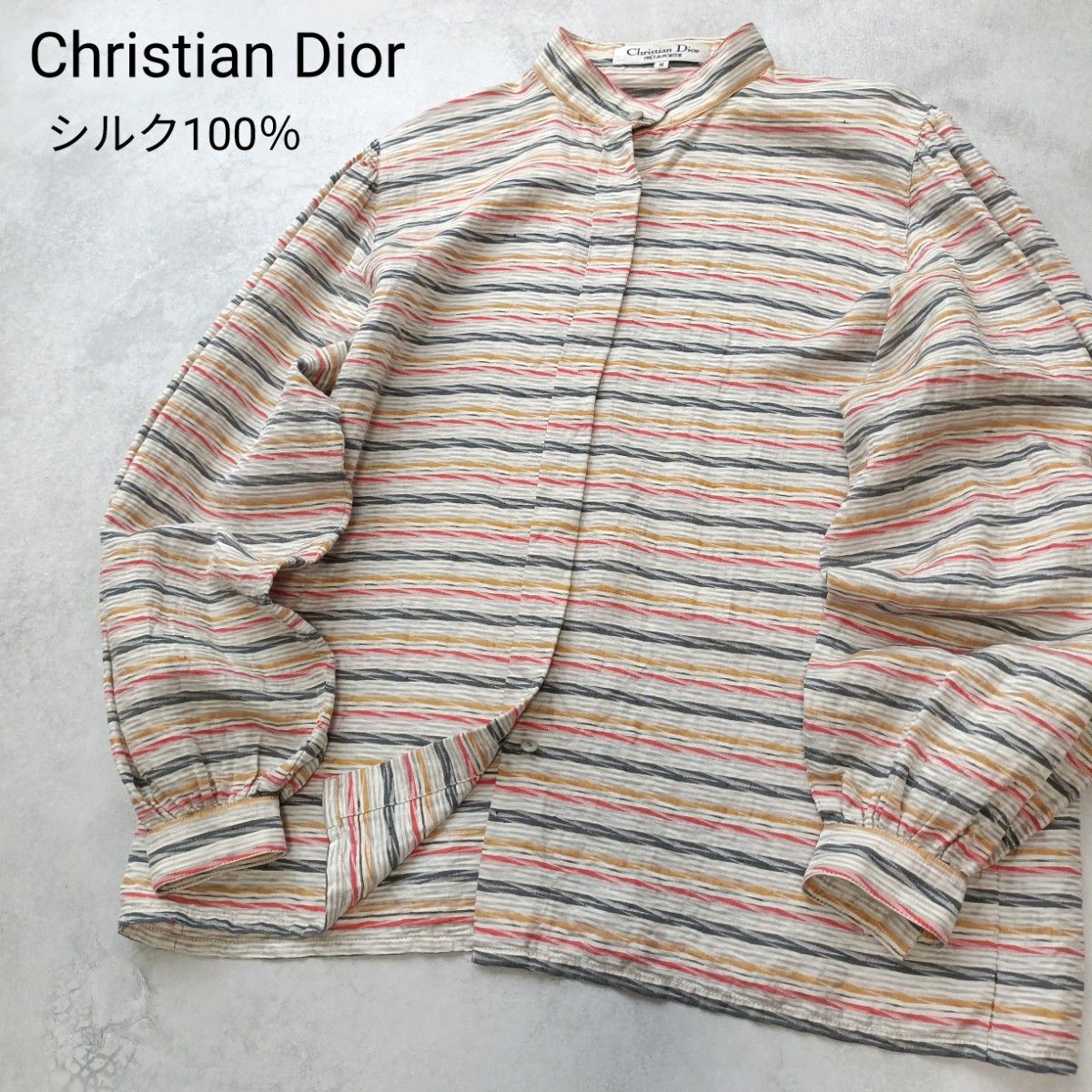 美品 クリスチャン ディオール シルク ブラウス シャツ スタンド 美品 クリスチャン ディオール シルク ブラウス シャツ スタンド