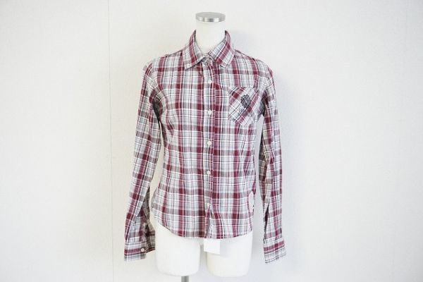 [ prompt decision ] Frank Lynn and Marshall FRANKLIN&MARSHALL lady's check shirt dark red series size S Italy made [518979]