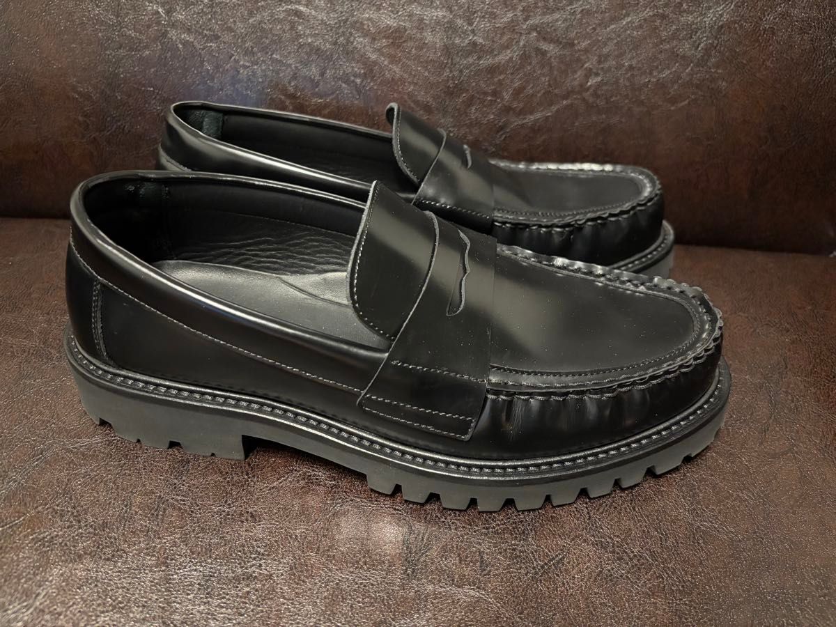 美品】ZARA man editionレザーペニーストラップローファー 美品】ZARA man editionレザーペニーストラップローファー