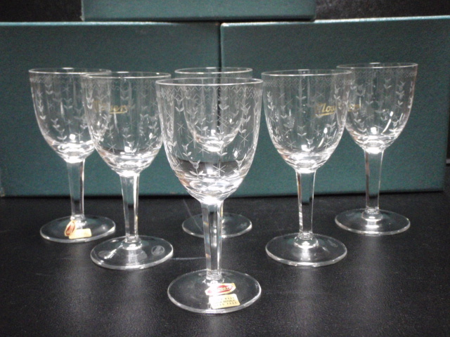 最高の品質の エングレーヴィンググラス MOSER モーゼル 王侯貴族愛用 即決 送料込 6個 (クリスタルガラス/バカラ/サンルイなどが好きな方に)  ボヘミア 工芸ガラス