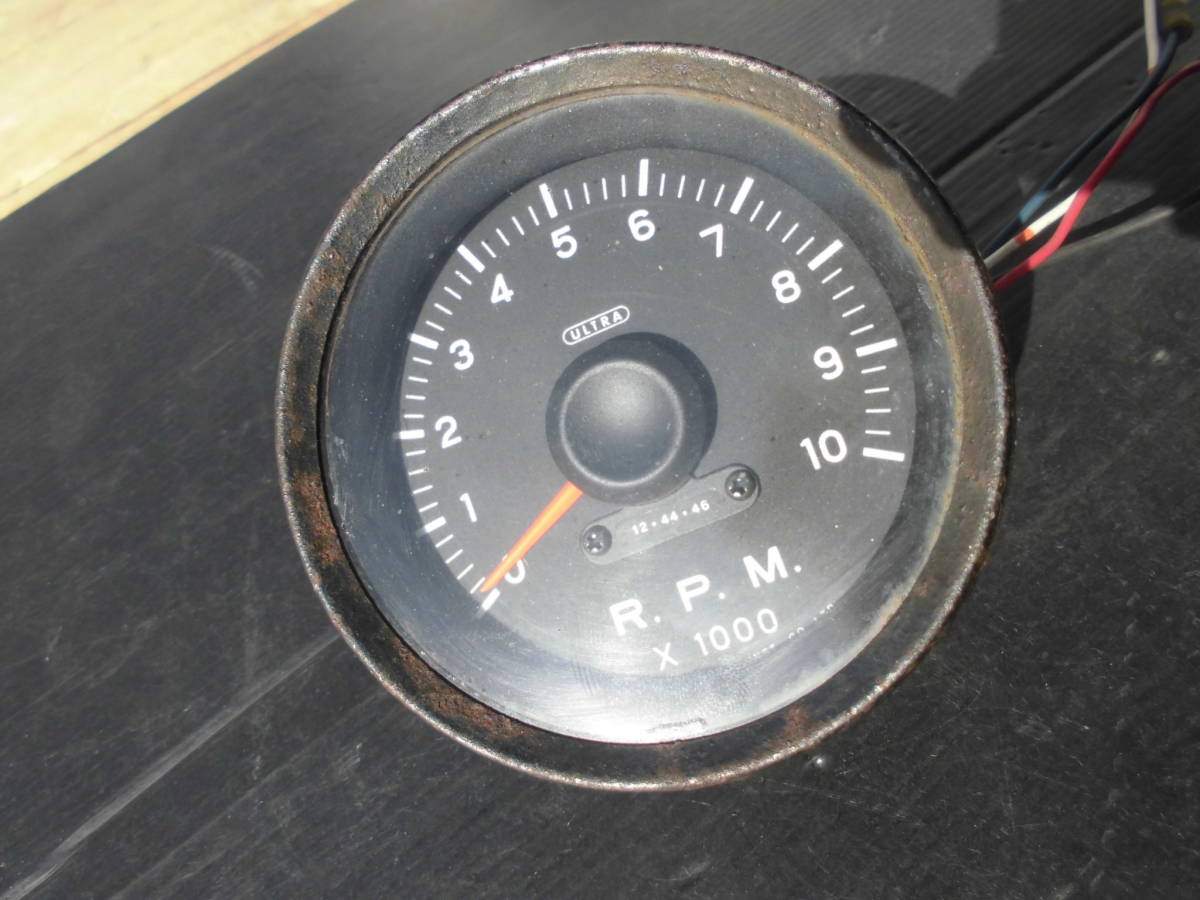  ultra rare that time thing old Logo Ultra Nagai electron tachometer ULTRA 4 cylinder FJ1600 10000RPM 80Φ 1 ten thousand rotation old car group car 6 cylinder 