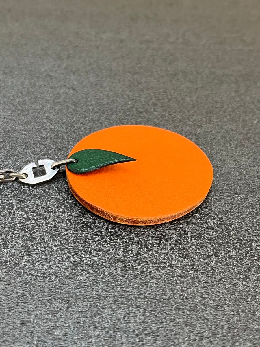 HERMES バッグチャーム キーホルダー レザー オレンジ エルメス HERMES バッグチャーム キーホルダー レザー オレンジ エルメス