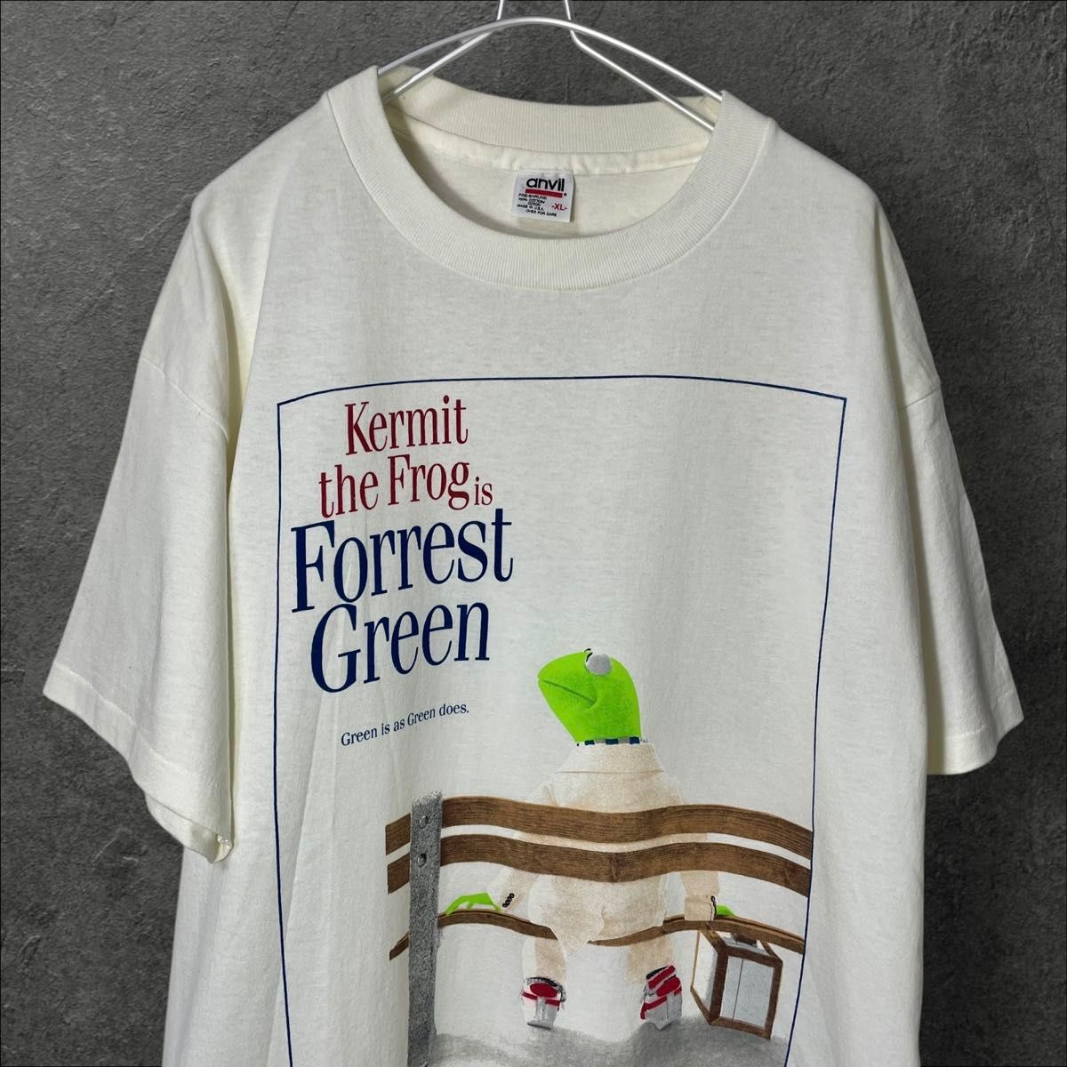 90s Forest Gump Kermit ムービー パロディTシャツ美品XL 90s Forest Gump Kermit ムービー パロディTシャツ美品XL