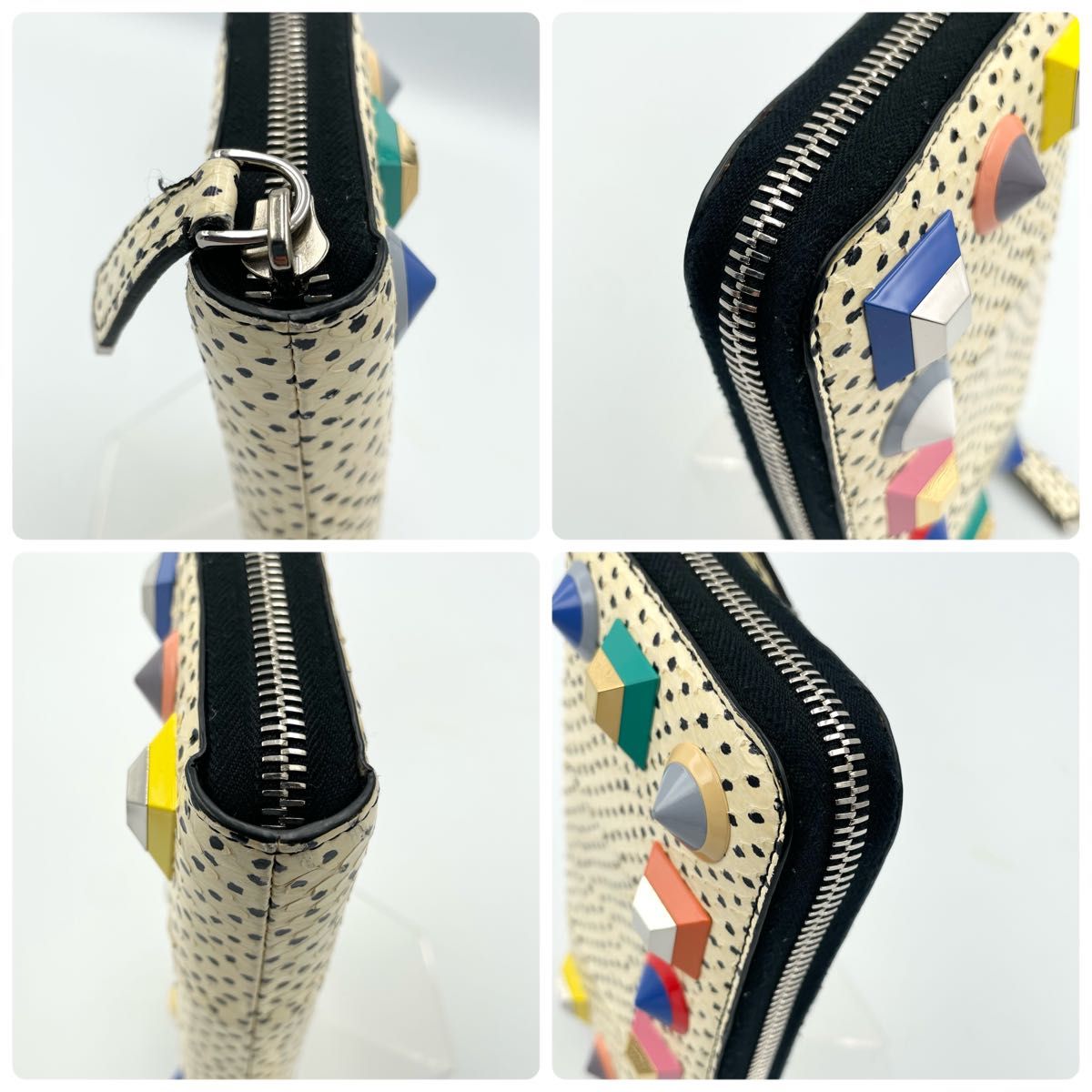 鑑定済・美品 FENDI フェンディ パイソン レインボー スタッズ 鑑定済・美品 FENDI フェンディ パイソン レインボー スタッズ