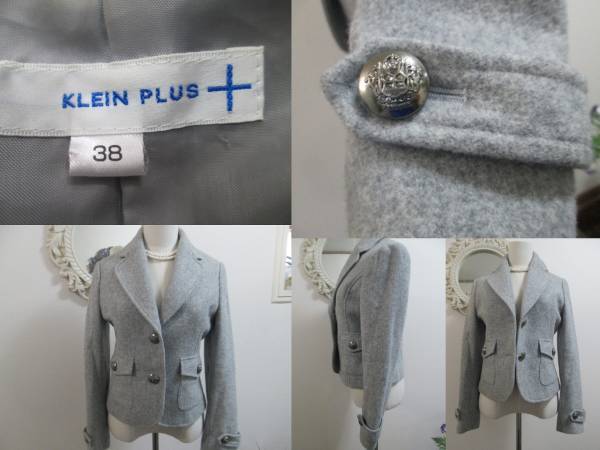  красивая вещь 　　KLEIN PLUS　 пиджак 　  серебристый  кнопка 　３８  доставка бесплатно ♪　ｚ