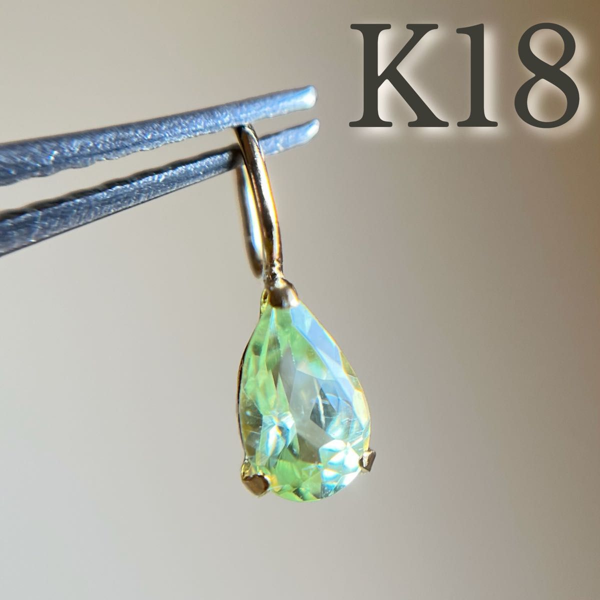 K18 天然石ミントガーネット pear ペンダントトップ チャーム K18 天然石ミントガーネット pear ペンダントトップ チャーム