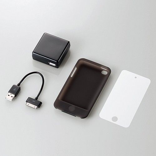 iPod touch 第4世代 ELECOM 充電器付きシリコンケース ブラック iPod touch 第4世代 ELECOM 充電器付きシリコンケース ブラック
