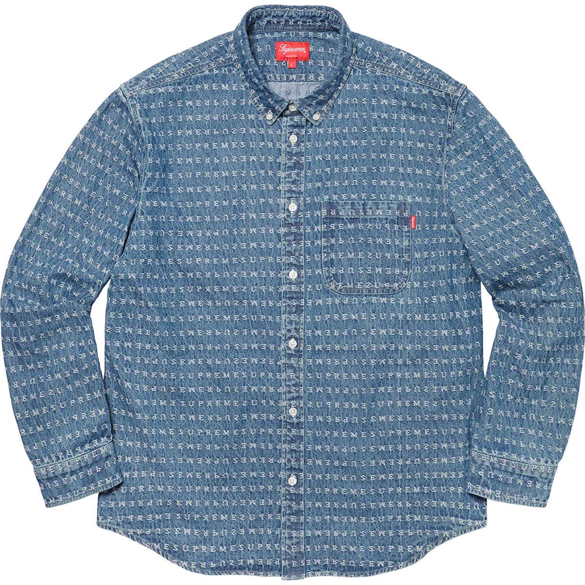 supreme Jacquard Logos Denim Shirt blue