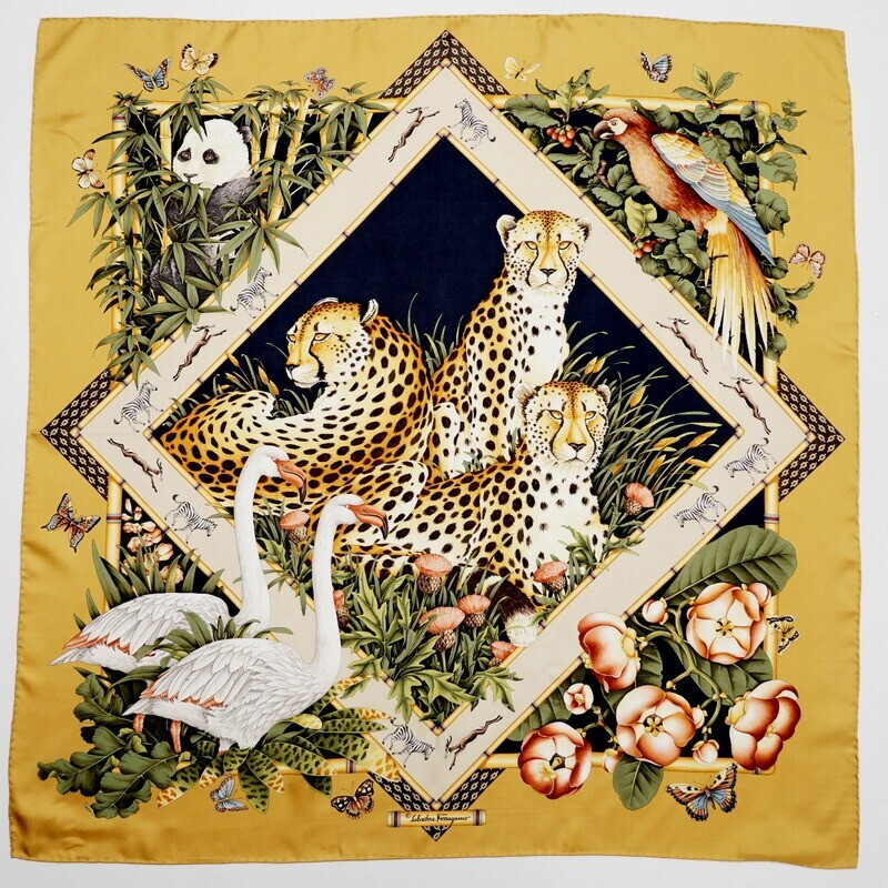 GN6443》vintage 美品 サルヴァトーレフェラガモ 大判 シルク GN6443》vintage 美品 サルヴァトーレフェラガモ 大判 シルク