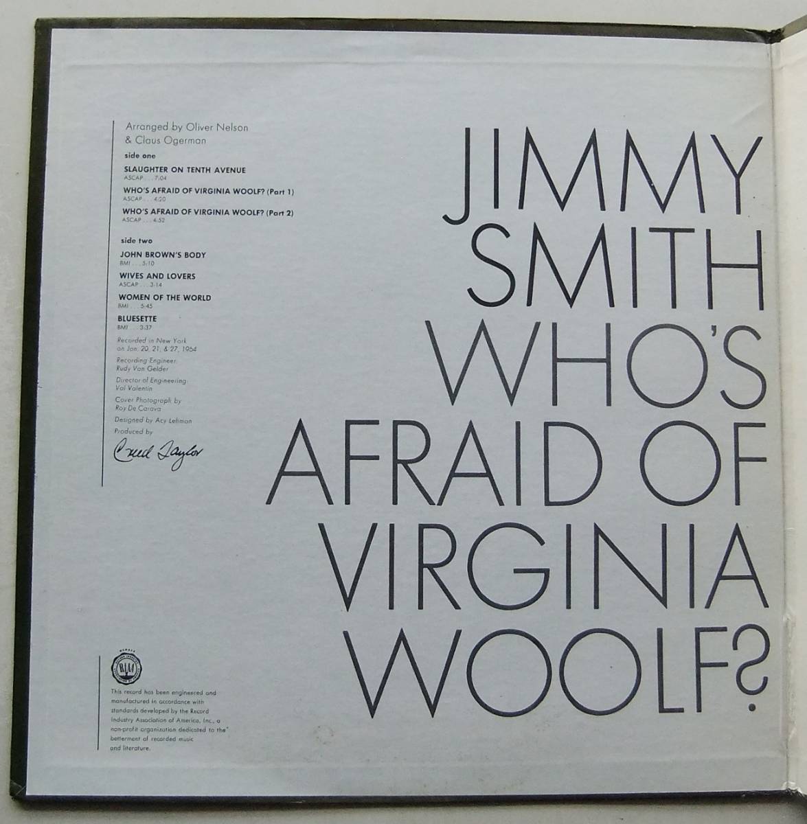 ◆ JIMMY SMITH / Who ' s Afraid Of Virginia Woolf ? ◆ Verve V6-8583 (MGM) ◆ T_画像3