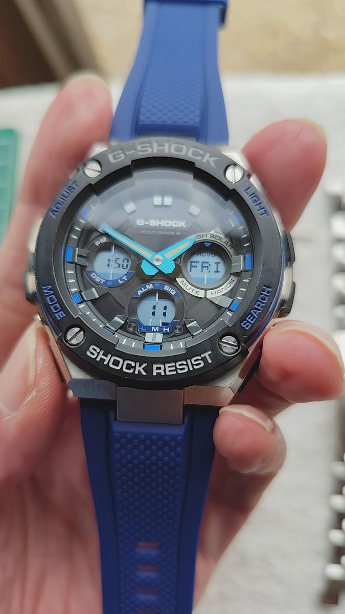 G-SHOCK 電波ソーラー gst-w100d タフソーラー マルチバンド6 ブルー 汎用新品ベルト