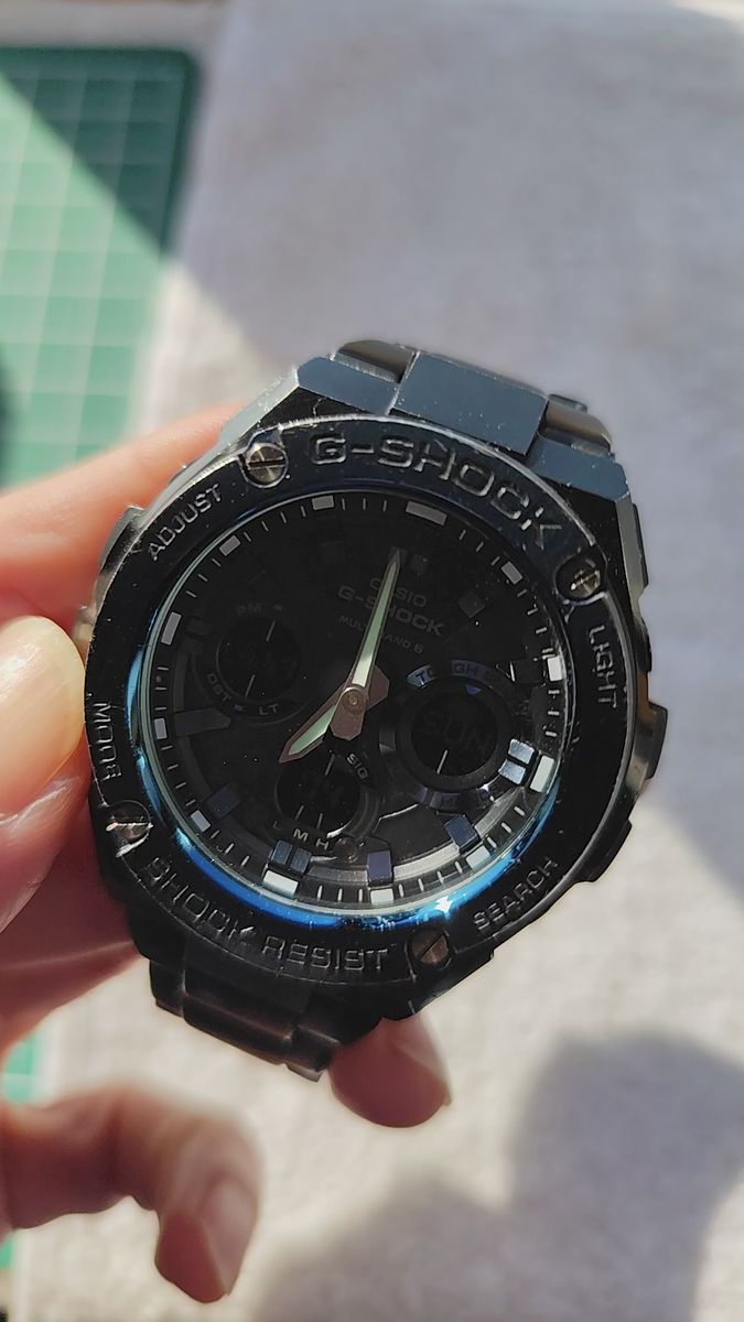 タフソーラーG-SHOCK CASIO マルチバンド6 2次電池交換済 gst-w100 BTステンレスベルト 黒
