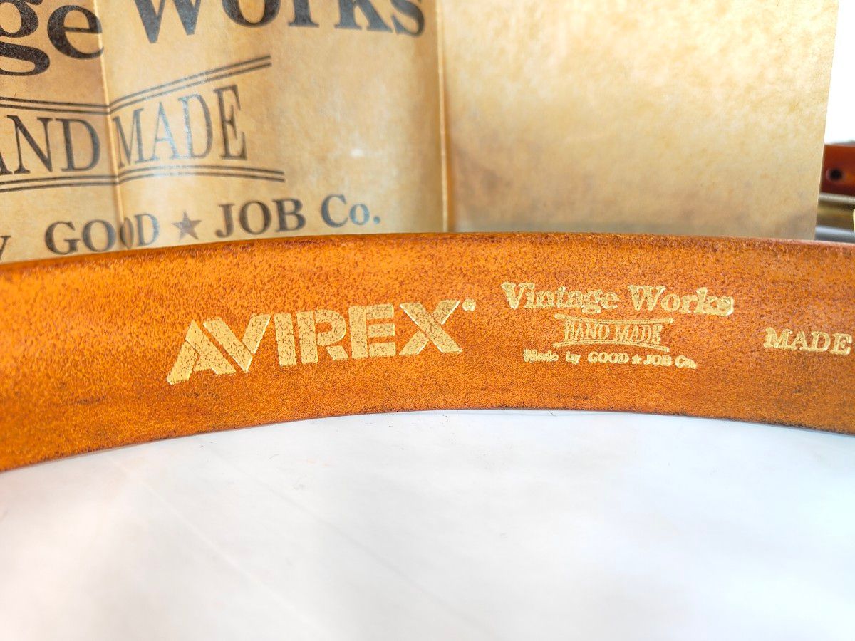 極美品】ヴィンテージワークス AVIREX 極厚高級レザーベルト 極美品】ヴィンテージワークス AVIREX 極厚高級レザーベルト