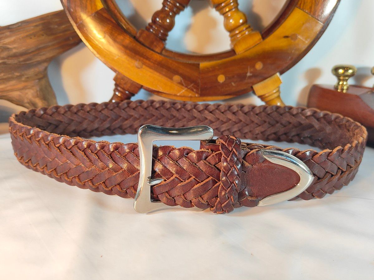 美品】J&M DAVIDSON 英国製 チップエンドメッシュベルト 本革 美品】J&M DAVIDSON 英国製 チップエンドメッシュベルト 本革
