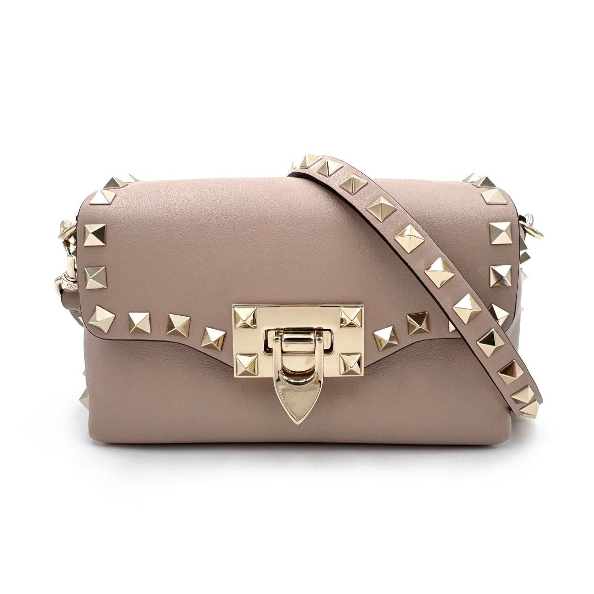VALENTINO ロックスタッズ ショルダーバッグ レザー ピンク VALENTINO ロックスタッズ ショルダーバッグ レザー ピンク