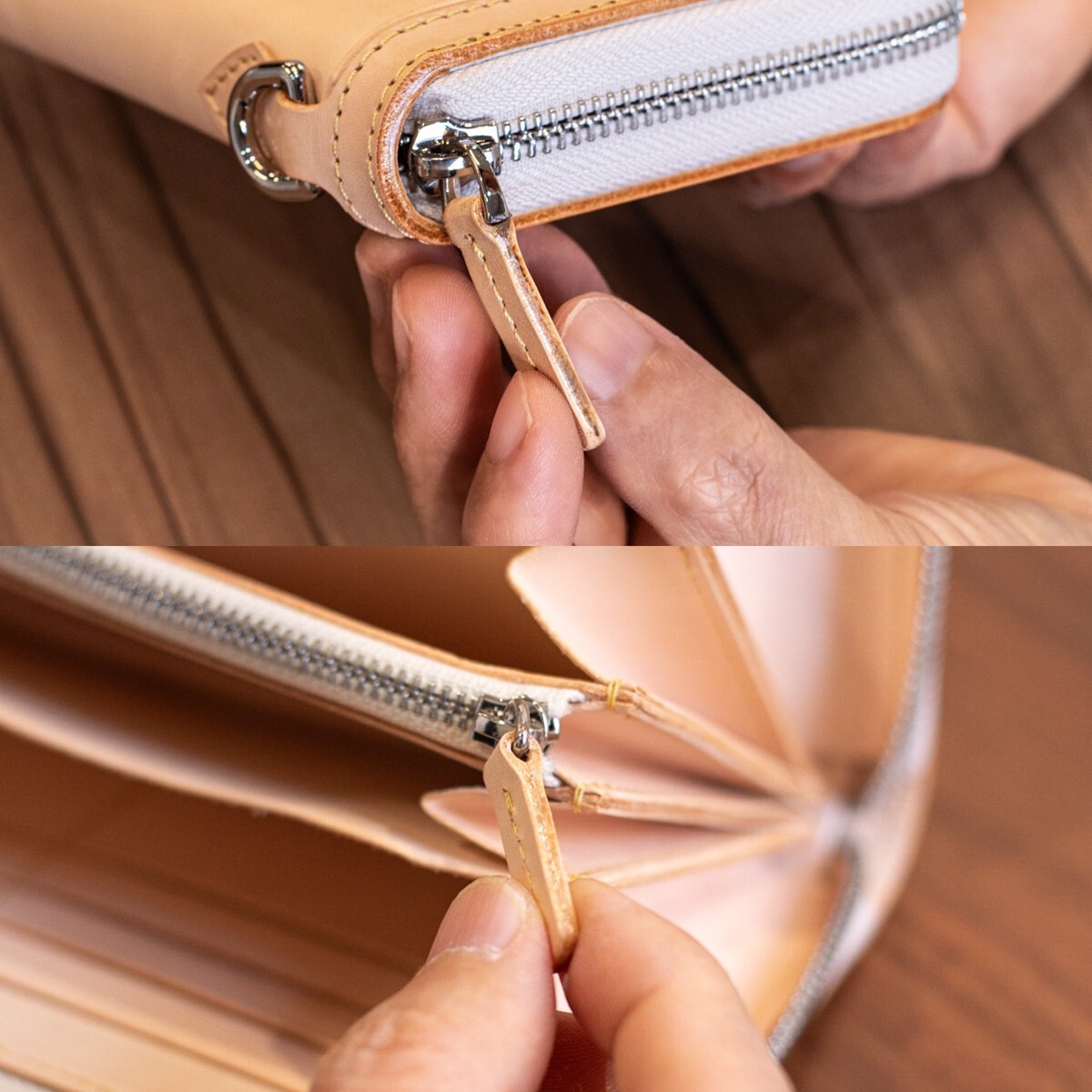 生成りヌメ【牛革】フルレザー メンズ 本革 長財布 ラウンド 生成りヌメ【牛革】フルレザー メンズ 本革 長財布 ラウンド