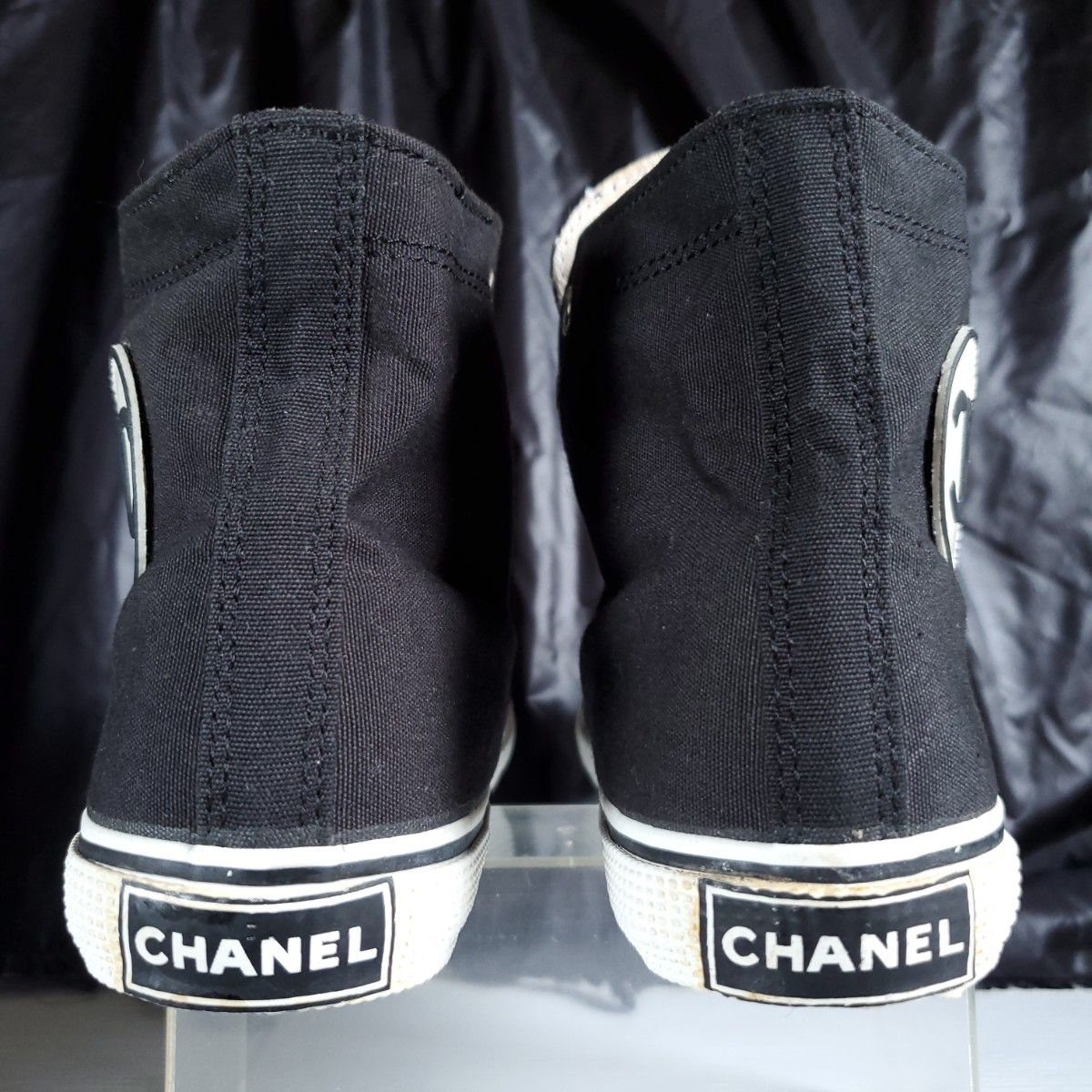 美品 90s CHANEL ココマーク ハイカット キャンバス スニーカー 美品 90s CHANEL ココマーク ハイカット キャンバス スニーカー
