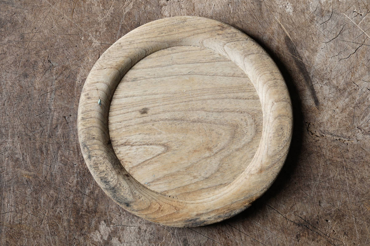 18世紀 1700年代 スウェーデン木皿 Swedish Wooden Round Rim Plate / フォークアート 民芸 オブジェ 古道具 アンティーク 器 06