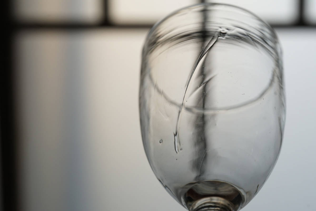 手吹きガラスのゴンドラ型のビストログラス / 19世紀・フランス / アンティーク 古道具 ワイングラス 硝子 D_画像3