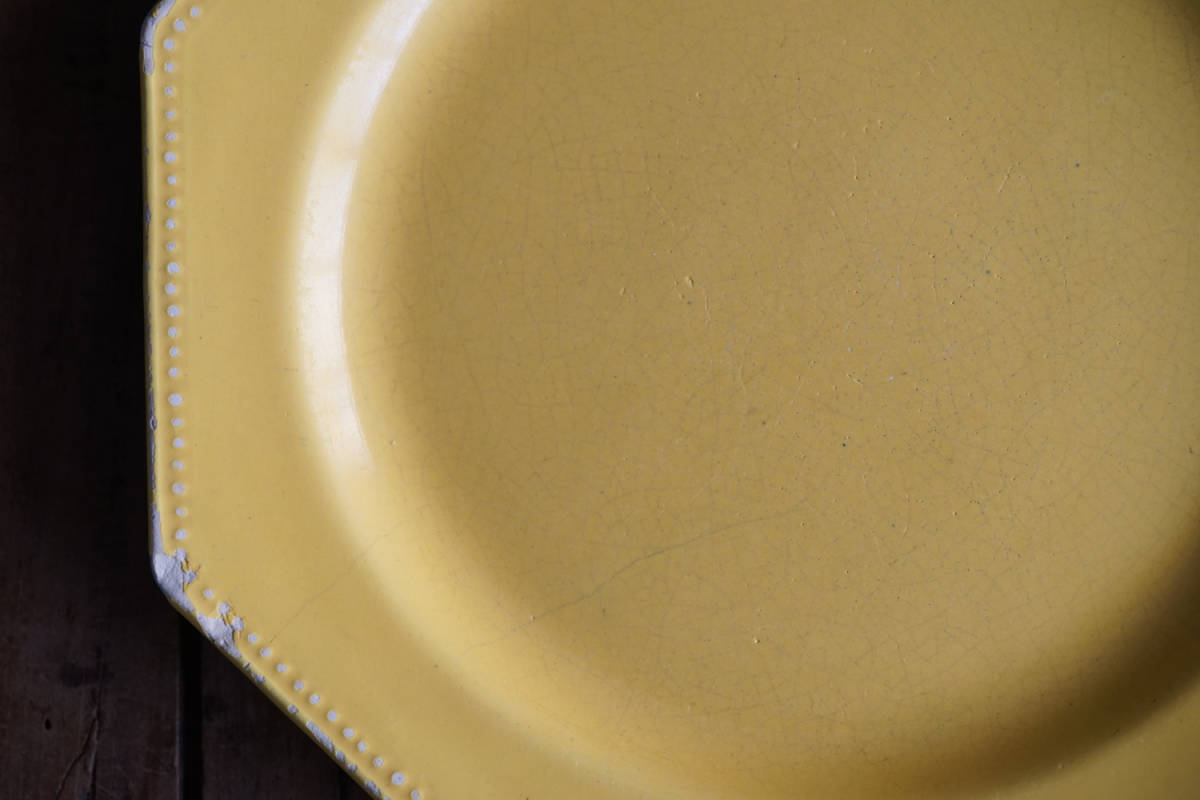  желтый . Okt gonaru plate анис звёздчатый тарелка / 19-20 век * Франция / античный старый инструмент A